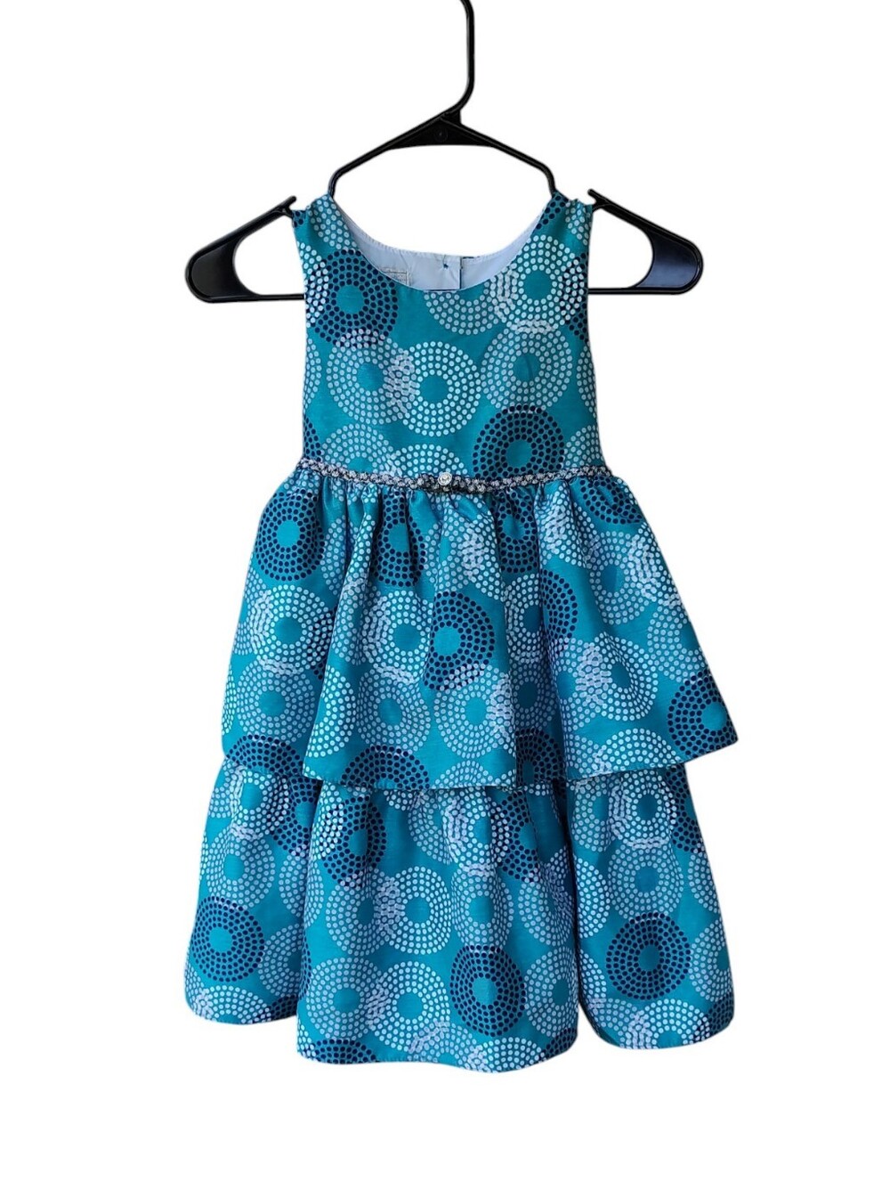 marmellata Teal & Navy Dot Tiered Party Dress for Kids